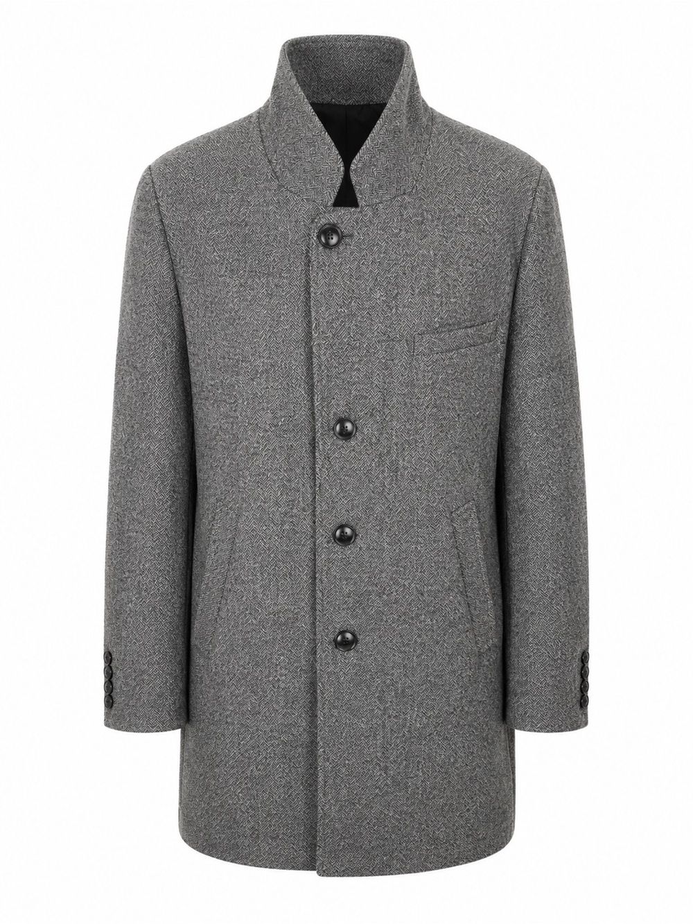 Express Mens Herringbone tweed Overcoat Gray Wool Blend Size XL NWOT